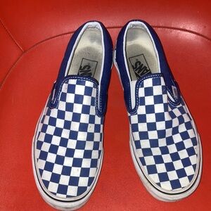 Vans Kids Navy and White Checkered Slip-On Sneakers